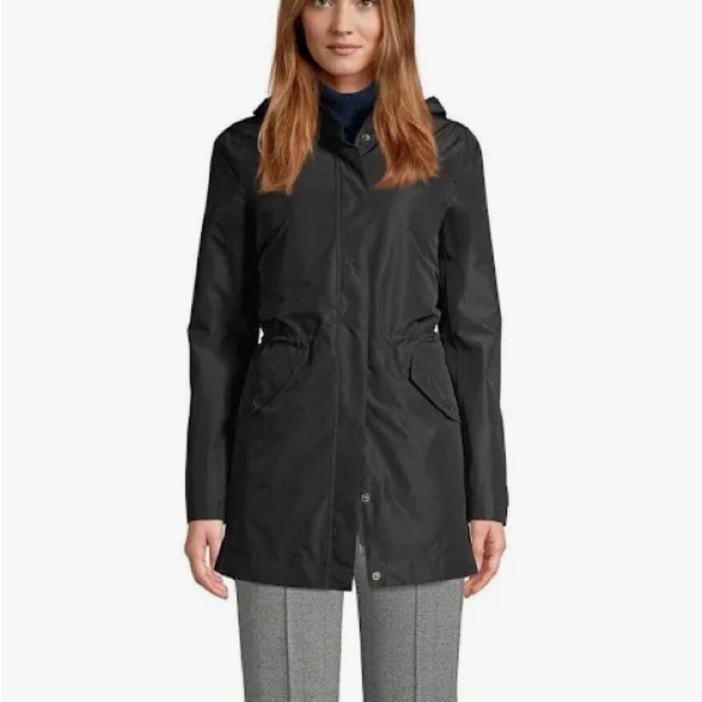 LandsEnd Womens Waterproof Insulated 3 in 1 Rain Coat Parka Optional Vest Black